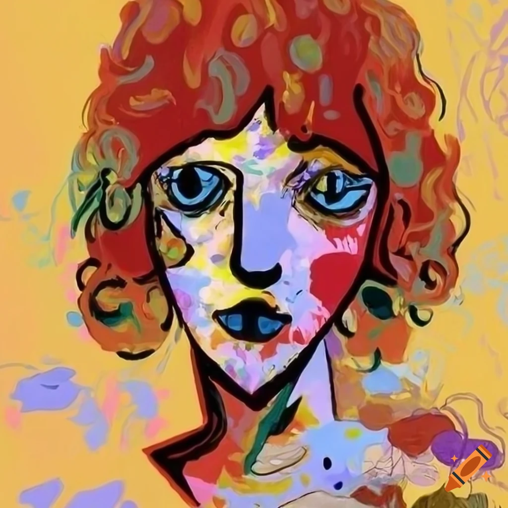 Minimalistic portrait with abstract oil paint style on Craiyon
