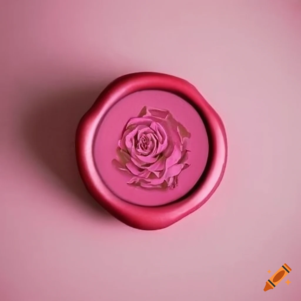 pink rose flower wax seal