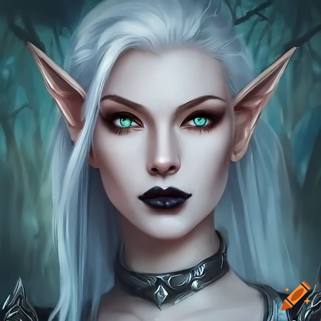 Fantasy artwork of a young female elf in forest