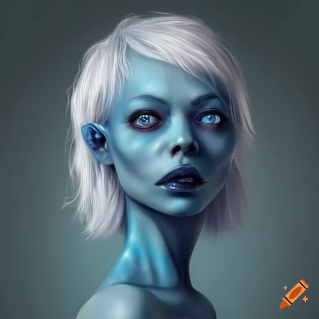Character Design Of A Blue Skinned Alien Woman On Craiyon 