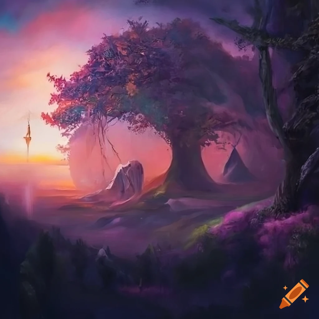 fantasy painting of a dreamy landscape