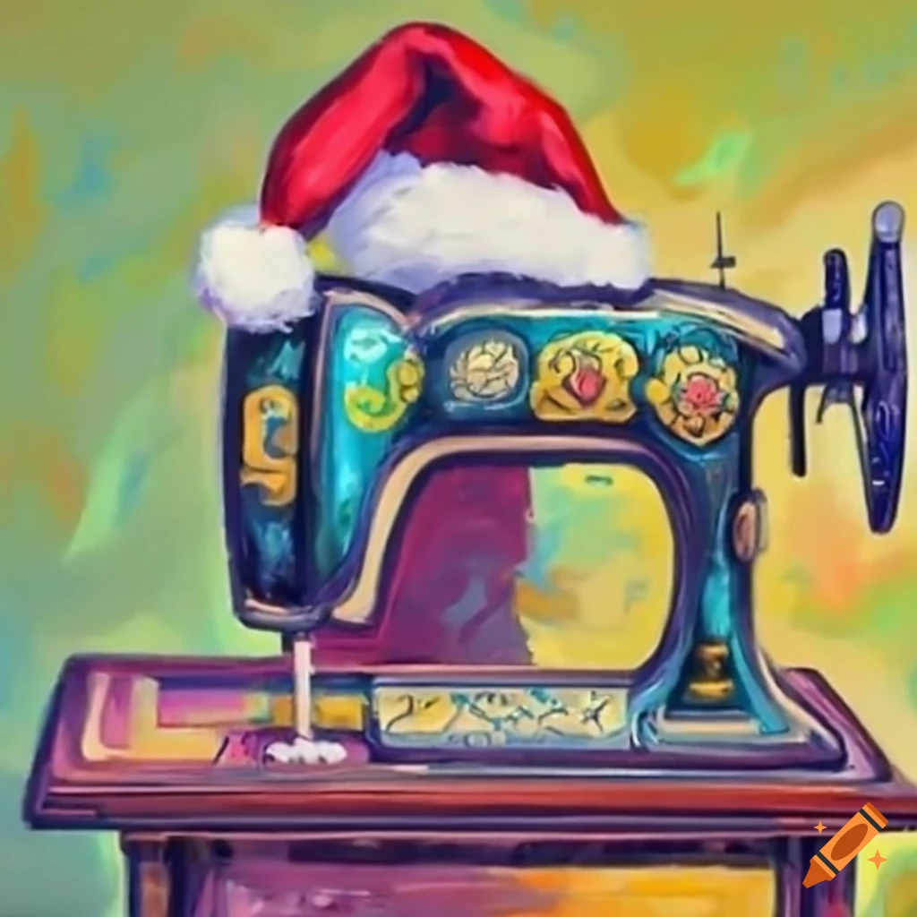 Vintage sewing machine with a festive touch on Craiyon