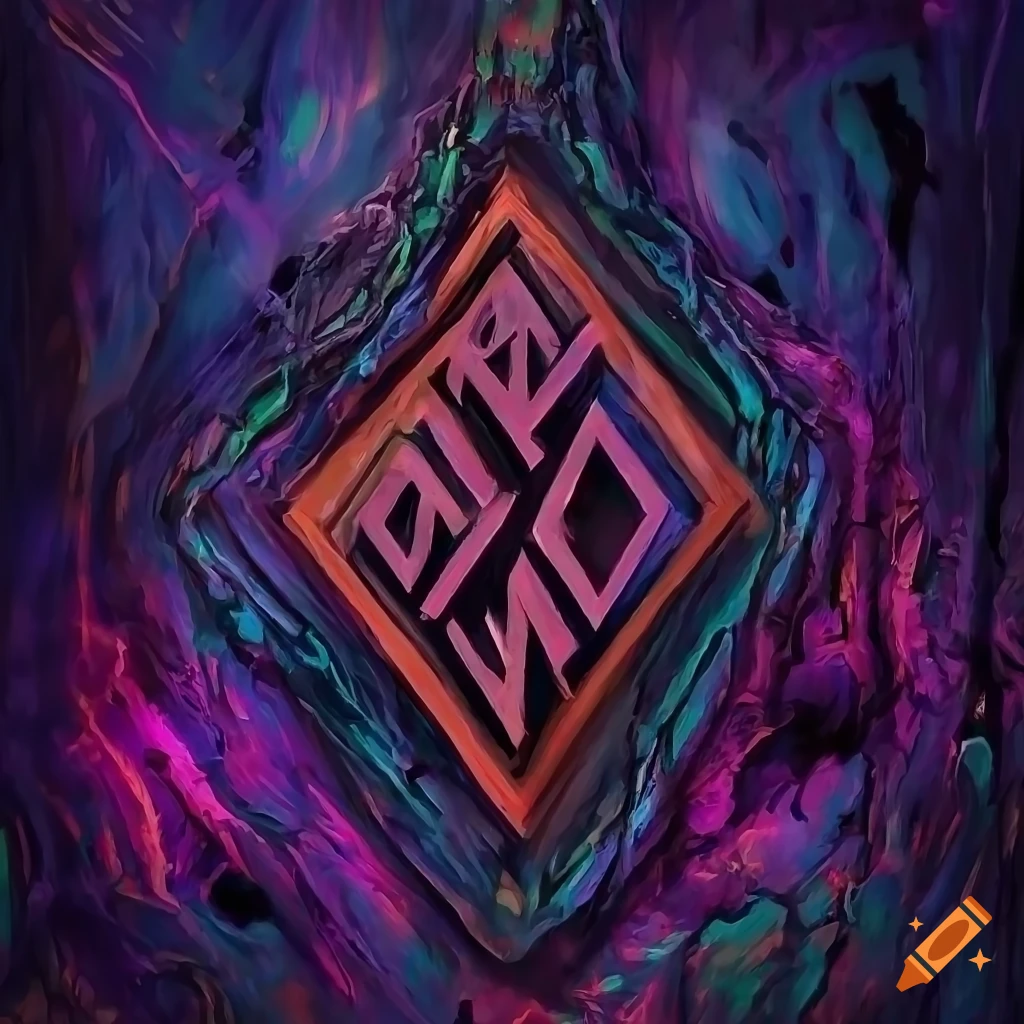 Detailed digital painting of a rune carved into a tree trunk on Craiyon