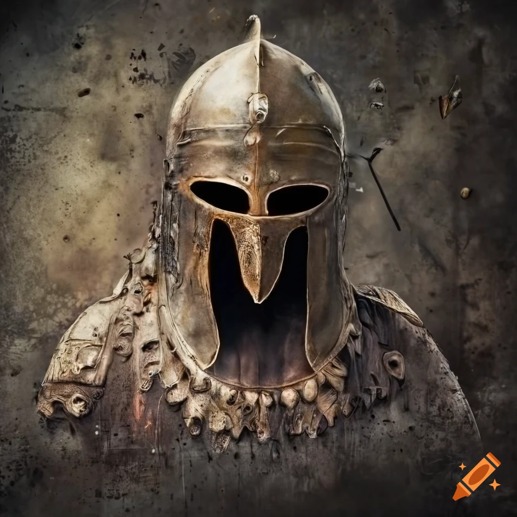 Horseman of War helmet on textured background