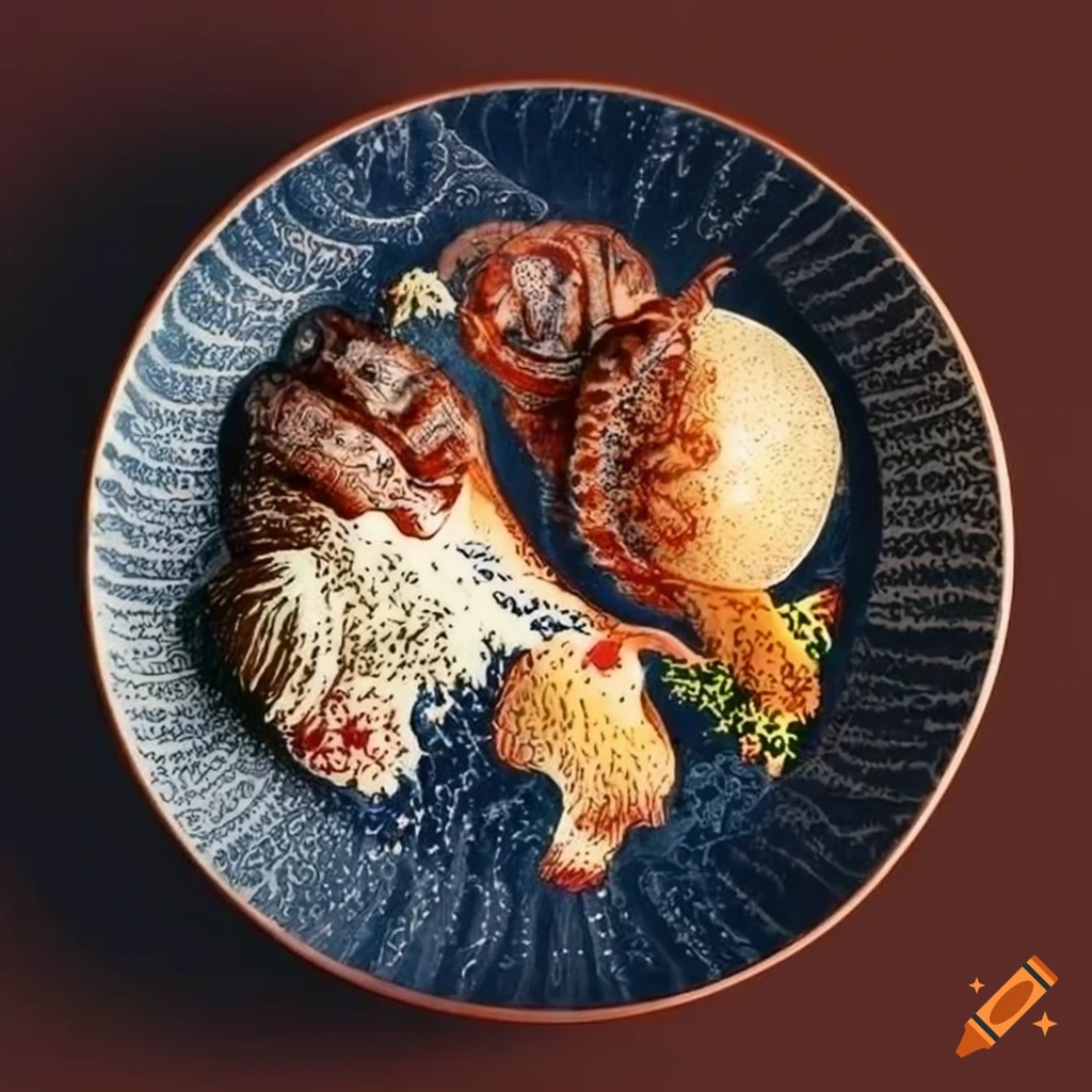 gourmet meal inspired by Hokusai artwork