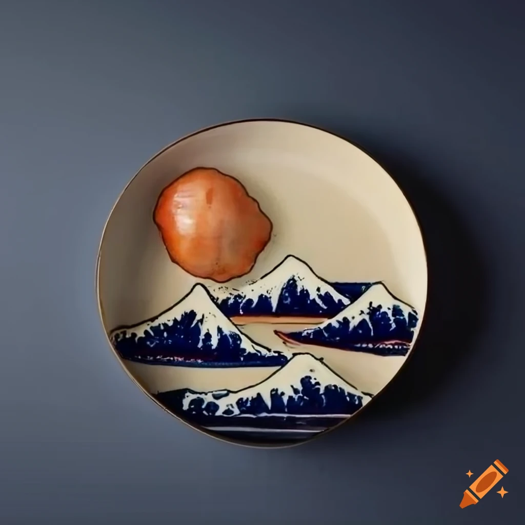 gourmet meal inspired by Hokusai art