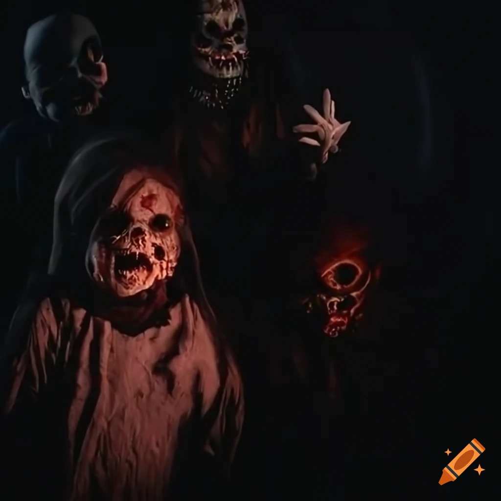 creepy kids in Halloween costumes trick or treating