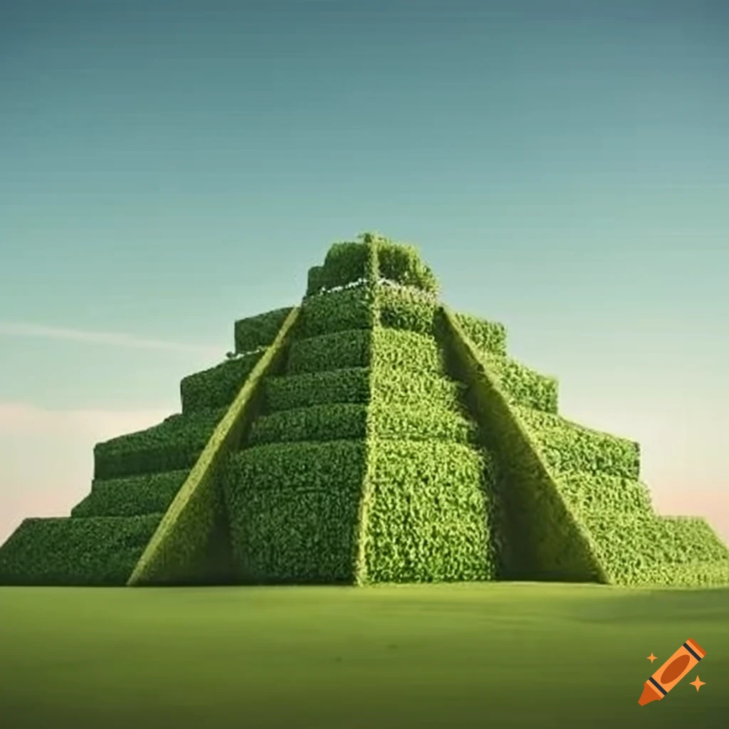 Grass ziggurat sculpture