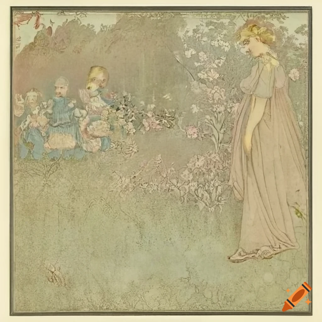 detailed illustrated artwork with pink flowers