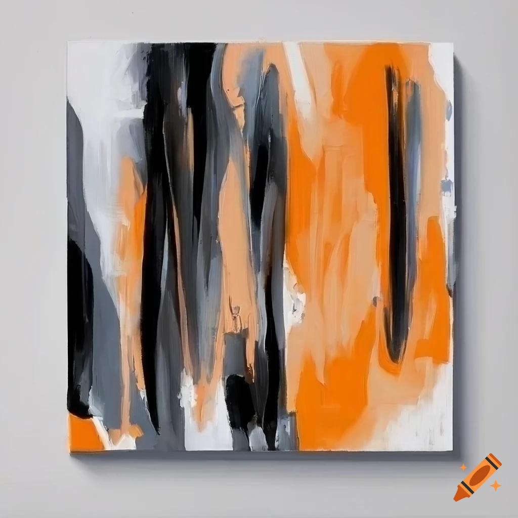 cubist knife painting with black strokes and colored dots