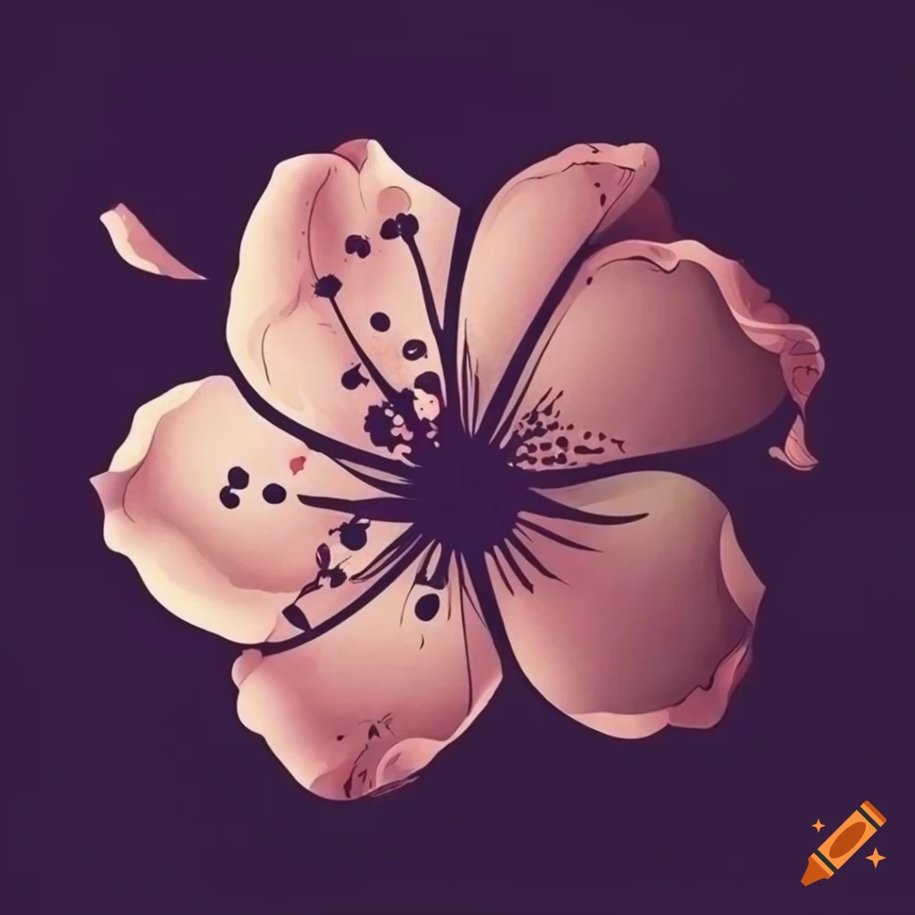 black and white vintage cherry blossom design