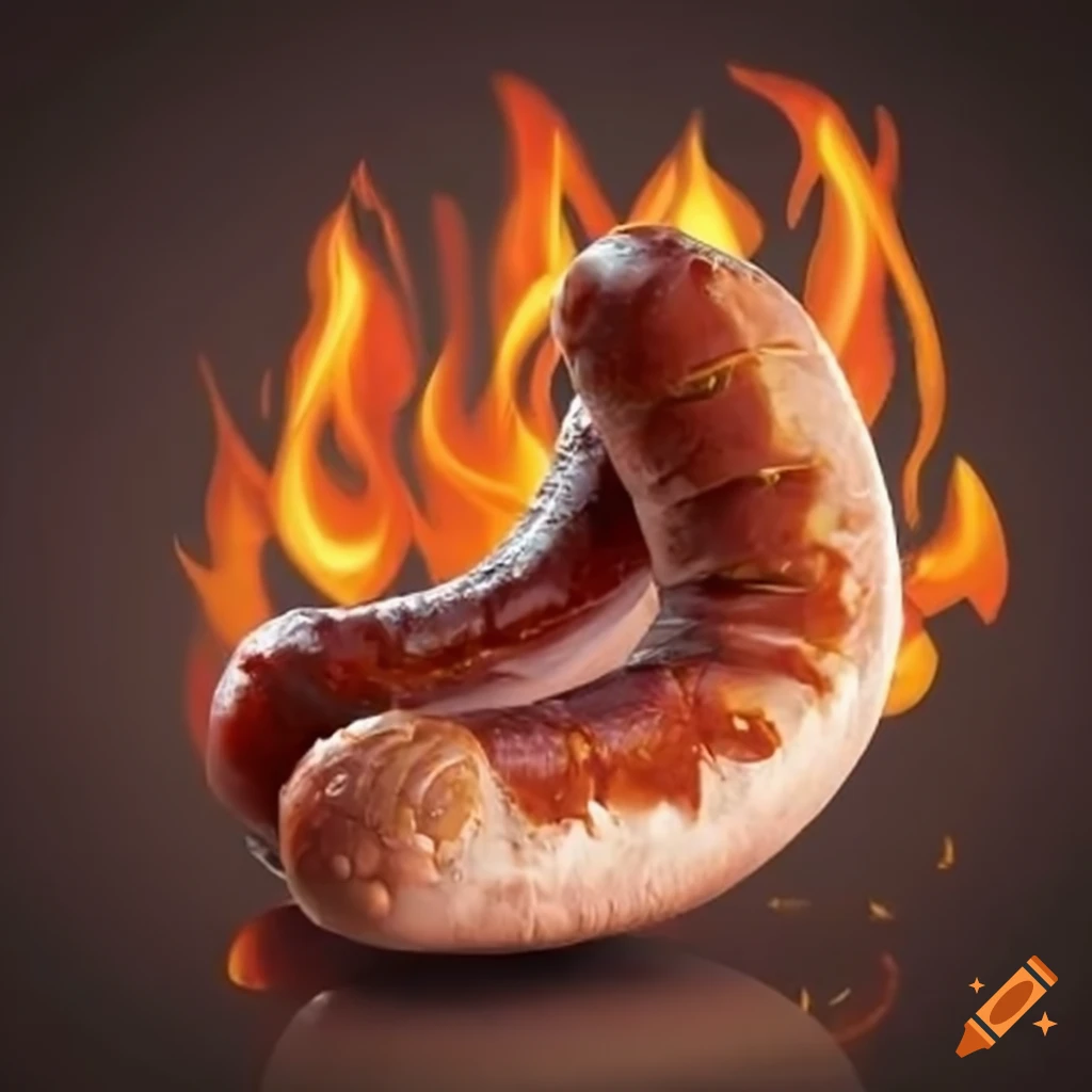 label design with fire and heat theme for Texas Hot sausage