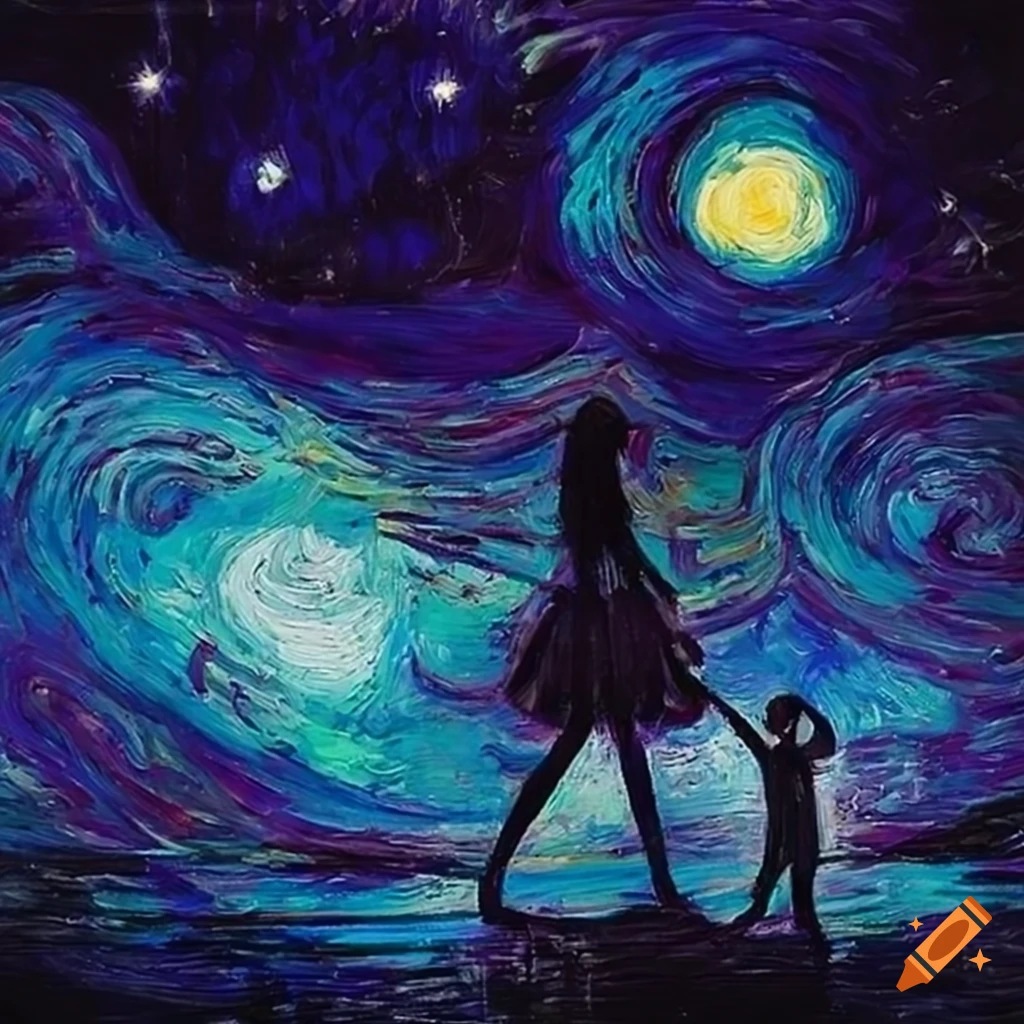 abstract painting with van Gogh style and surrealistic elements