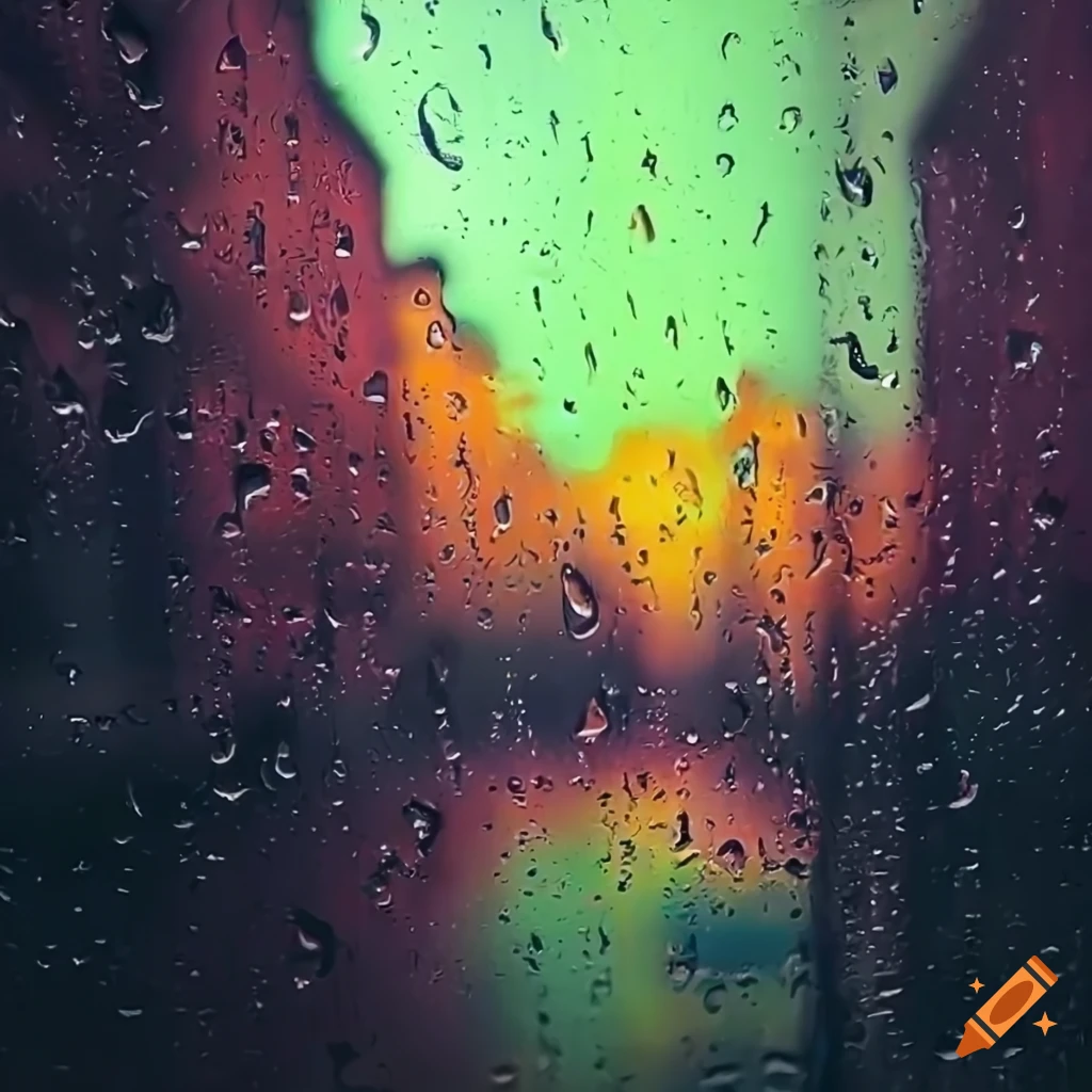 colorful view from a rainy window