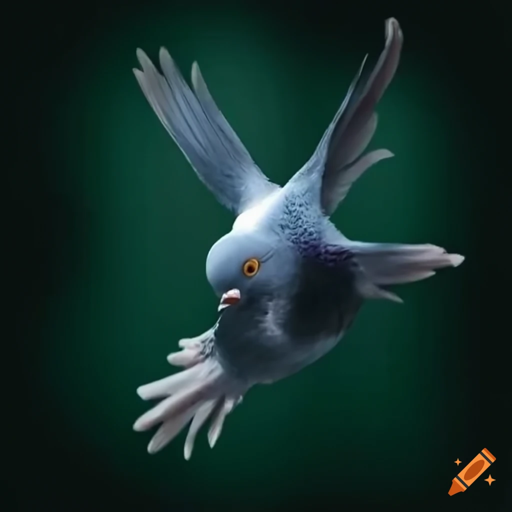 pigeon in freefall with folded wings