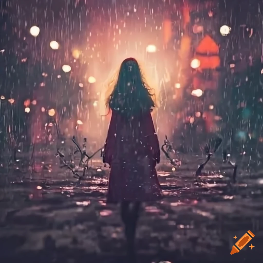 woman standing alone in the rain