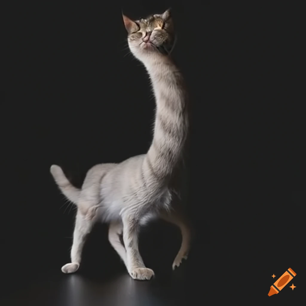 funny image of a cat with an unusually long neck