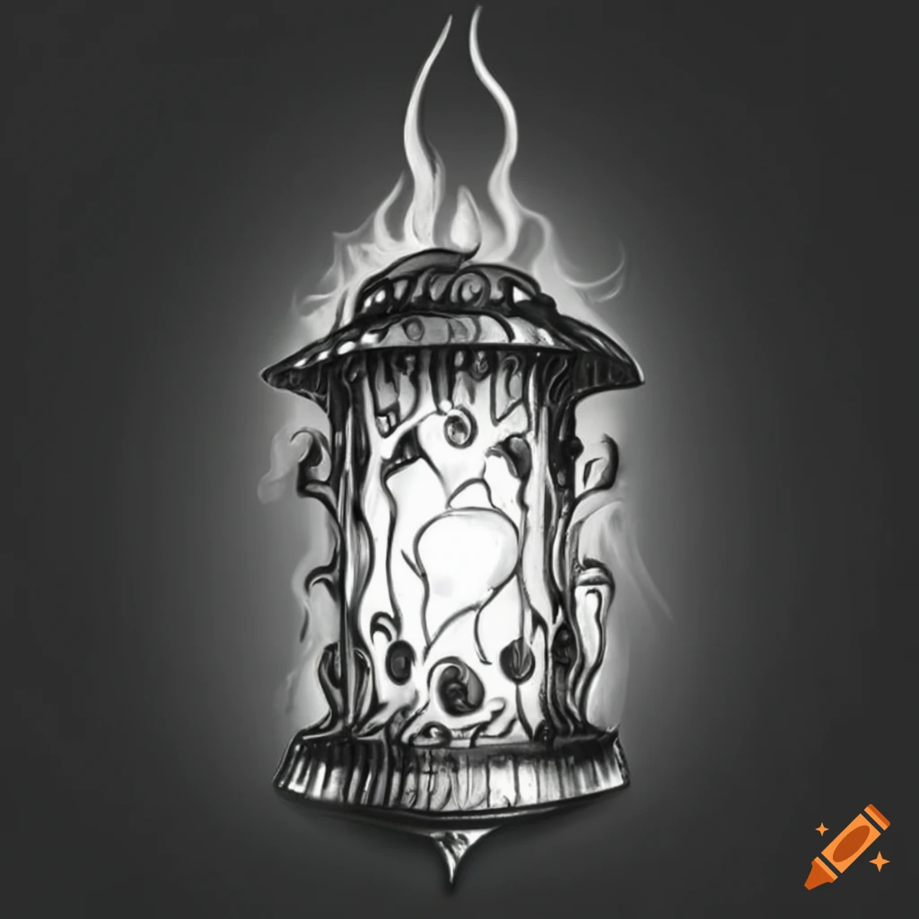 eerie black flame lantern made of black metal