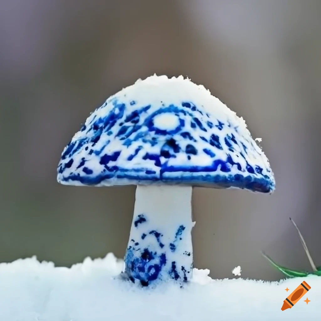 gzhel mushroom on snow