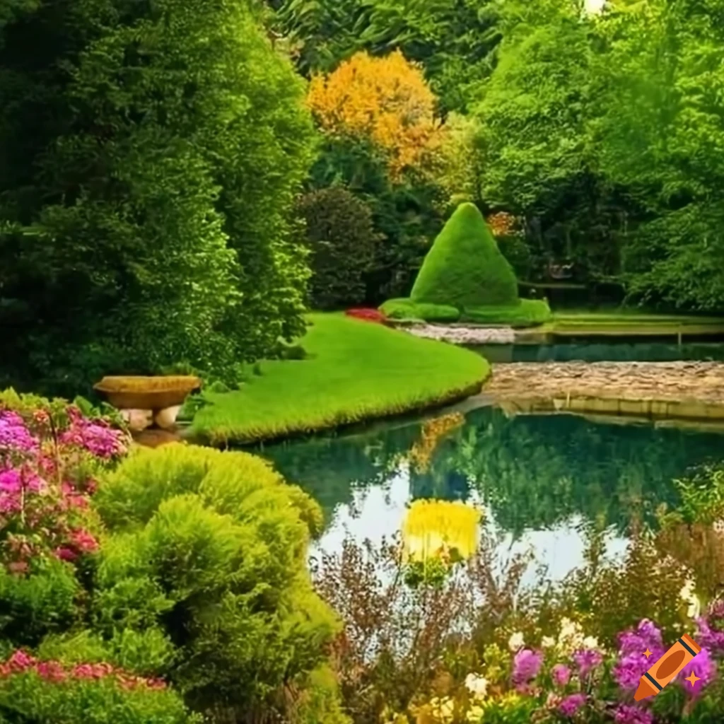 Vibrant garden filled with blooming flowers on Craiyon