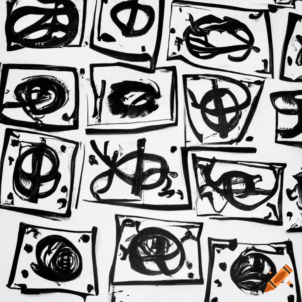 abstract black tattoos flash sheet