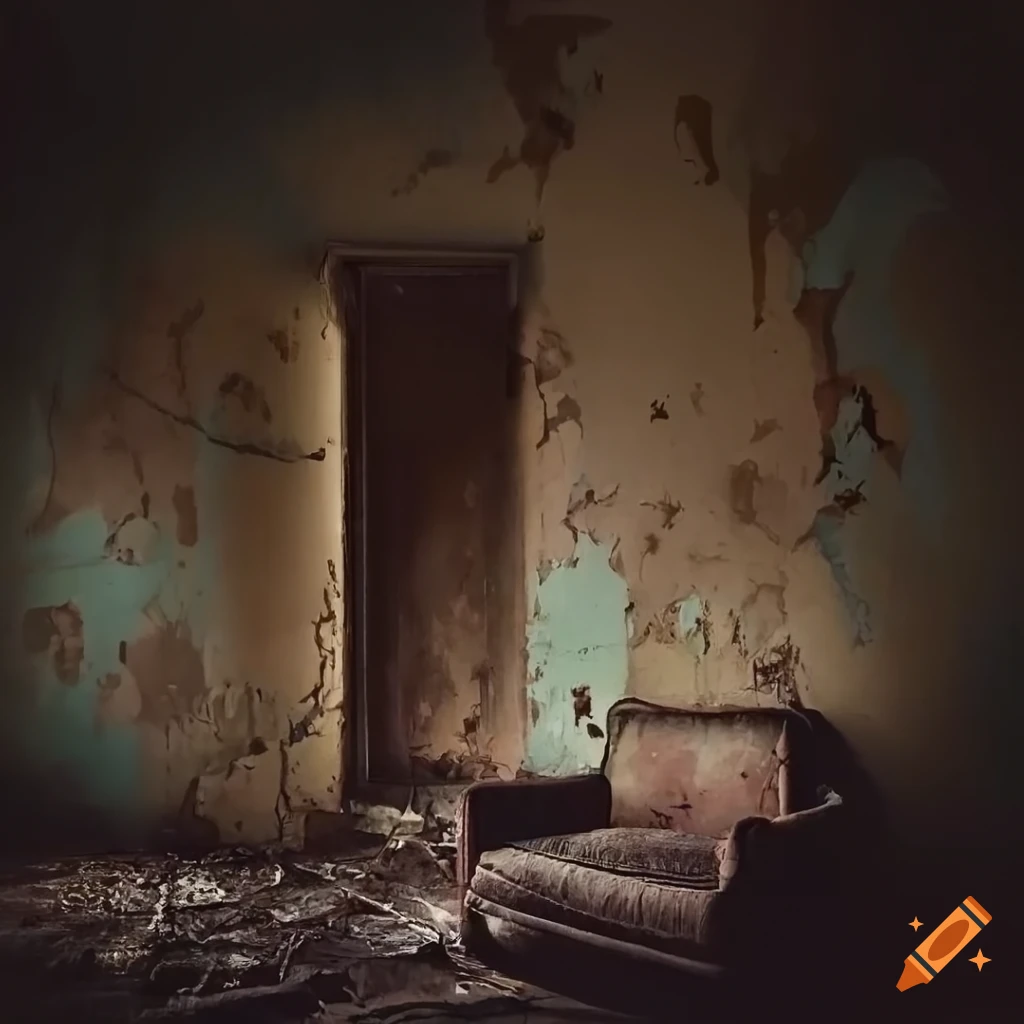 photo of an abandoned room with peeling wallpaper
