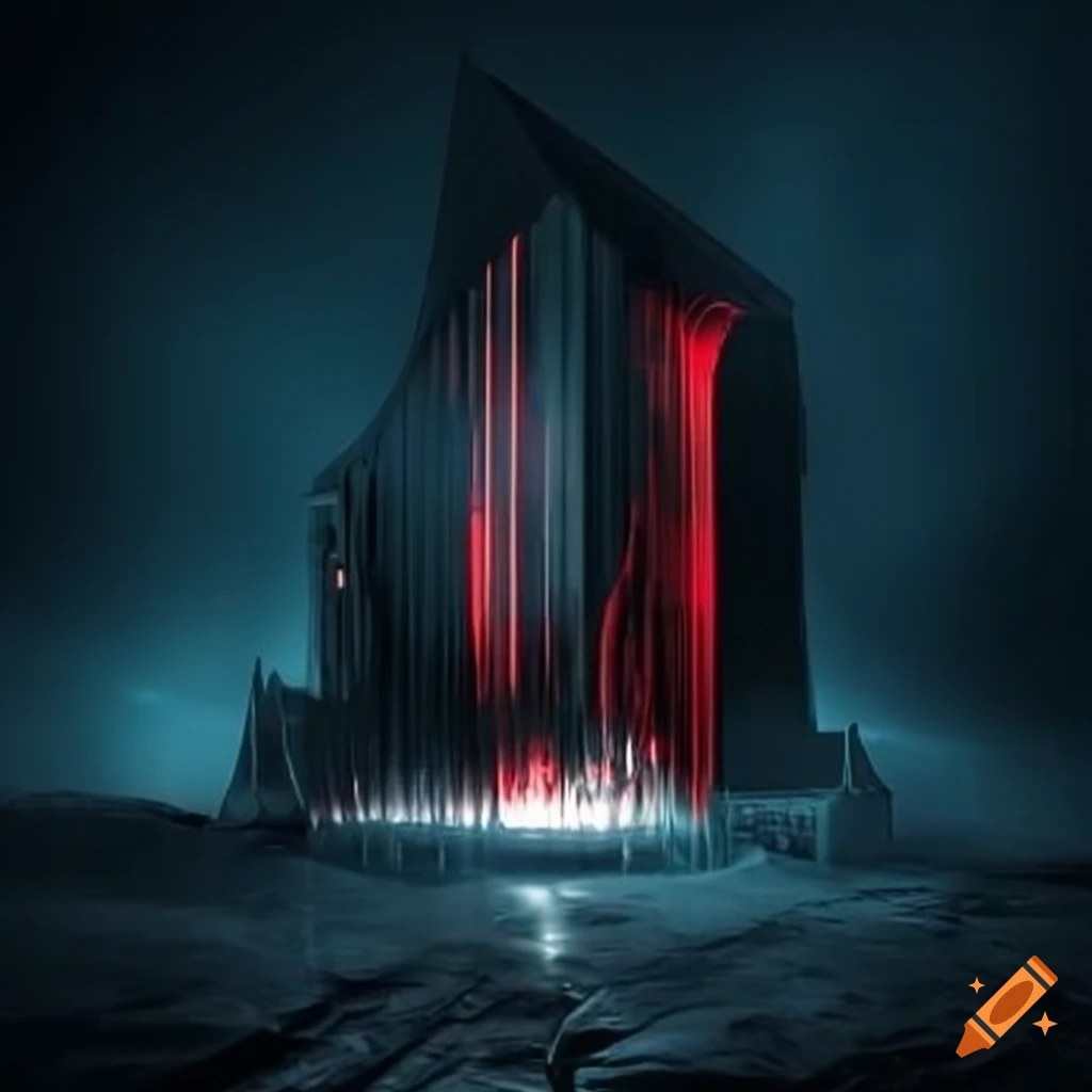 futuristic black and red house