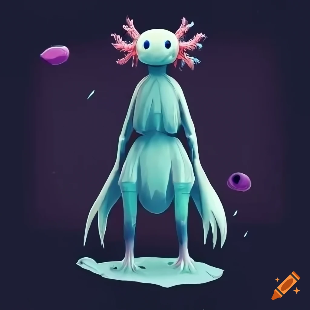 illustration of an Axolotl character in Risk of Rain 2 style