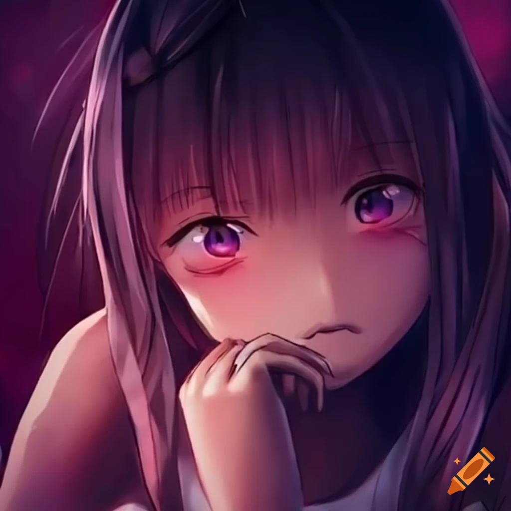 sad anime girl with cuts on arms
