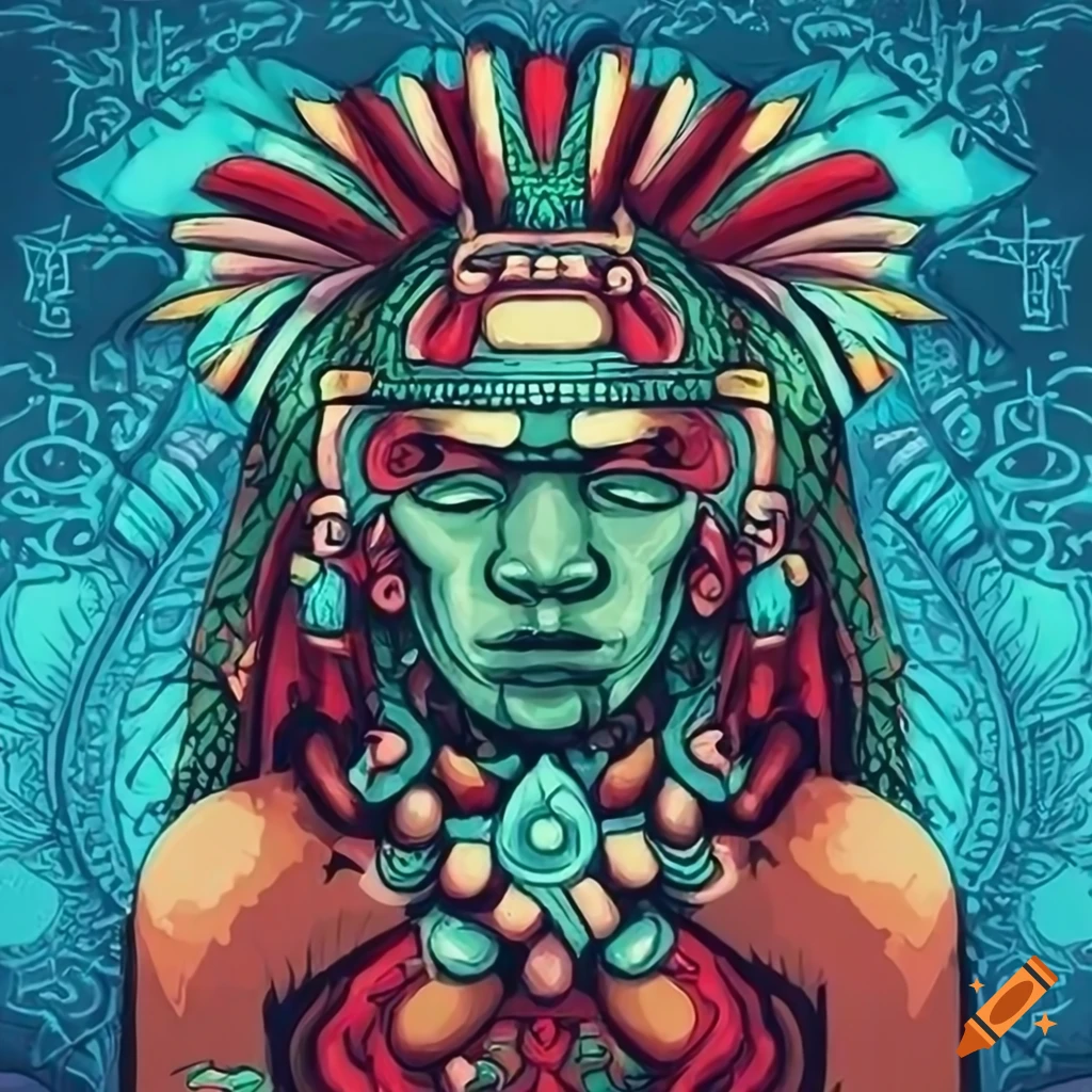 aztec-inspired rock and roll artwork