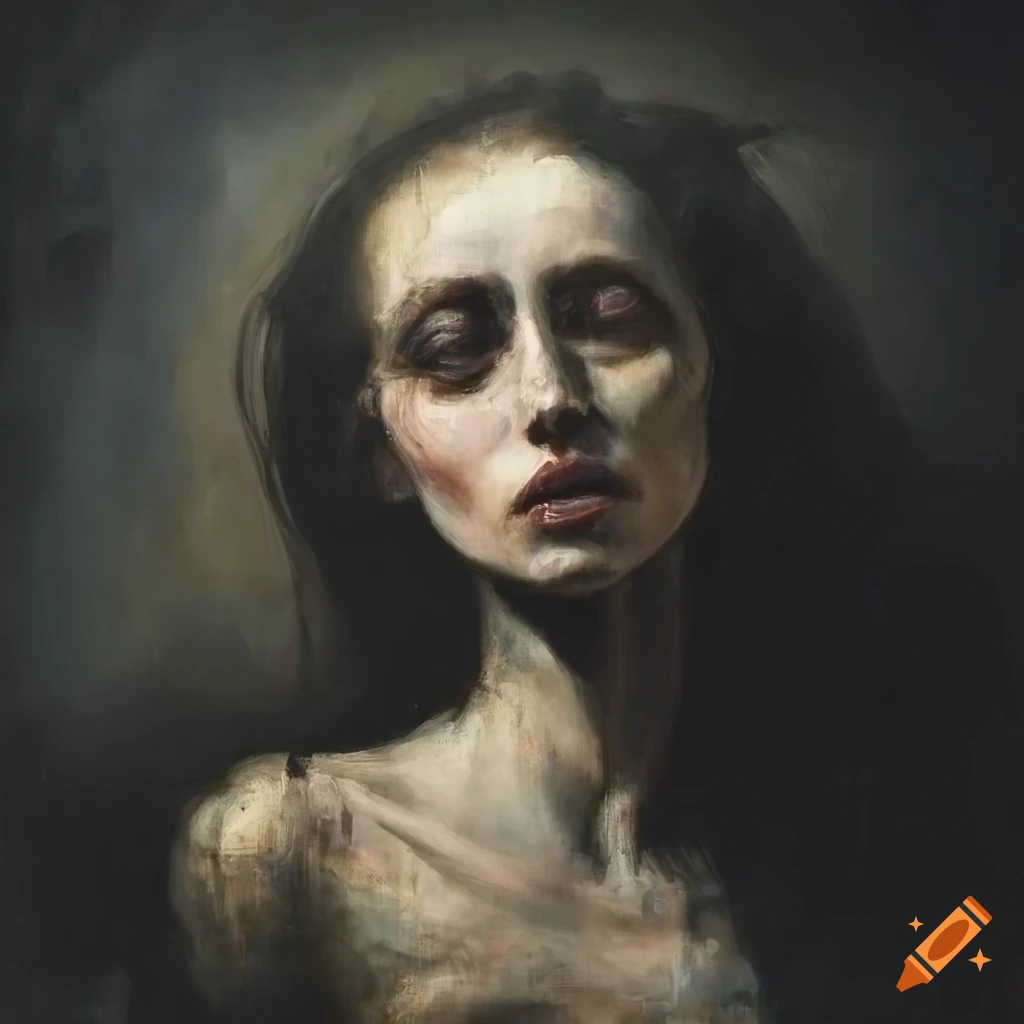 dark romantic oil painting of a woman by Nicola Samori
