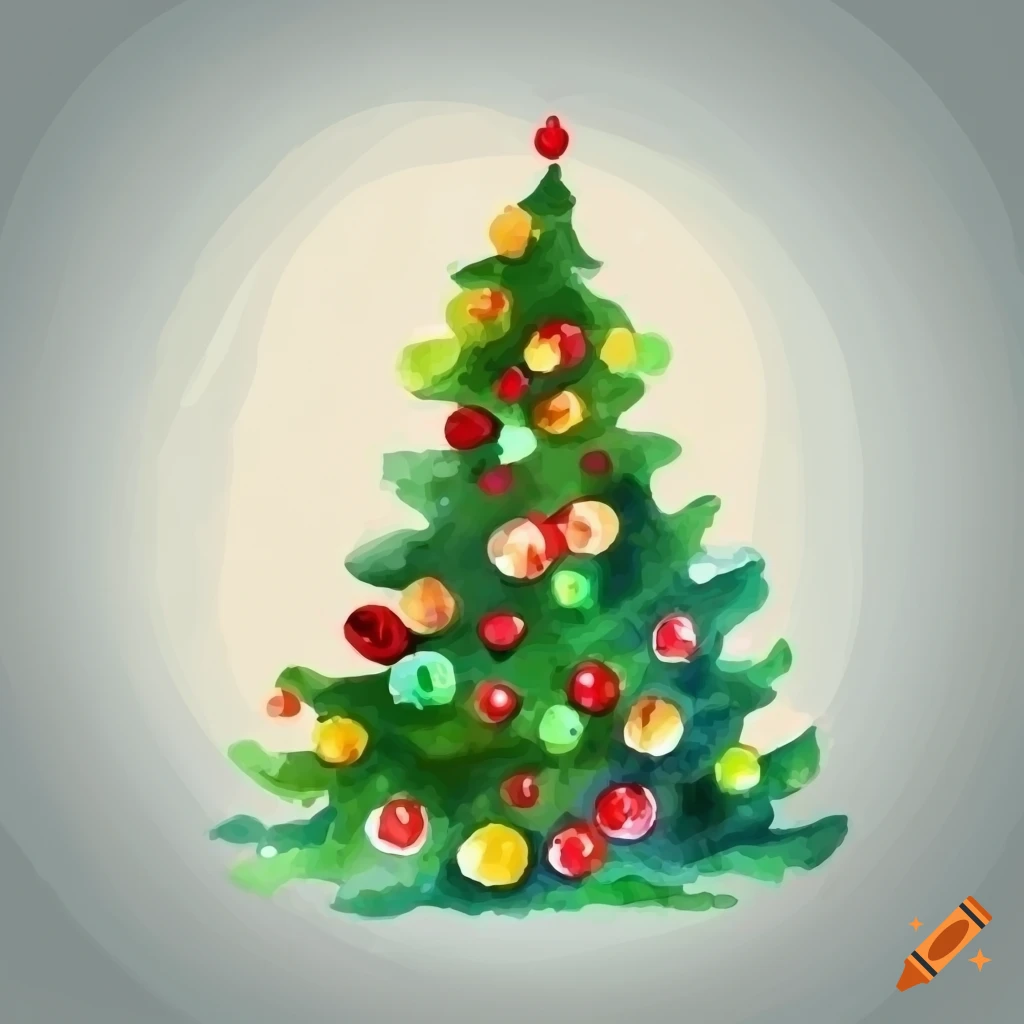 watercolor illustration of a Christmas tree