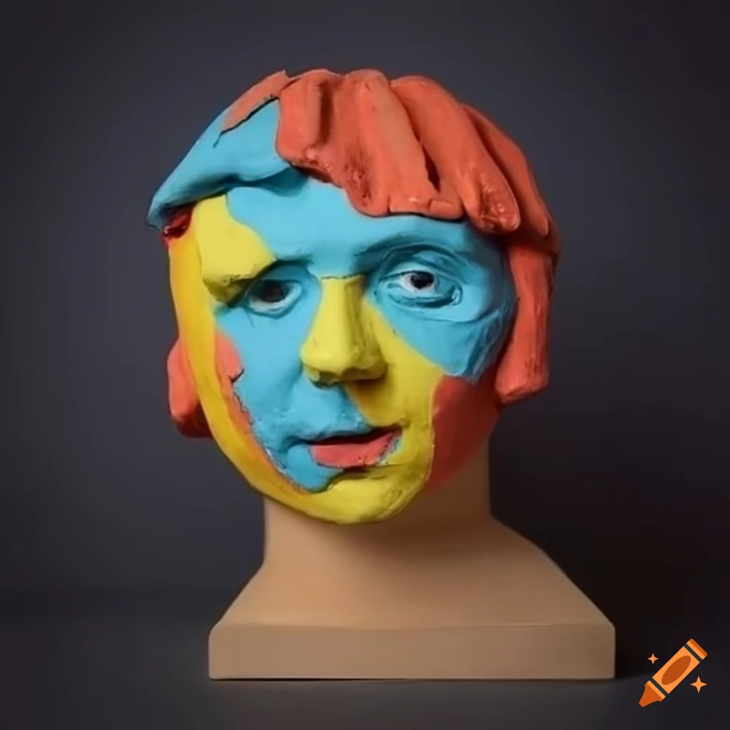 Colorful clay head sculpture by paul dano on Craiyon