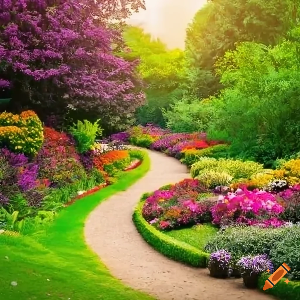 vibrant garden filled with blooming flowers and plants