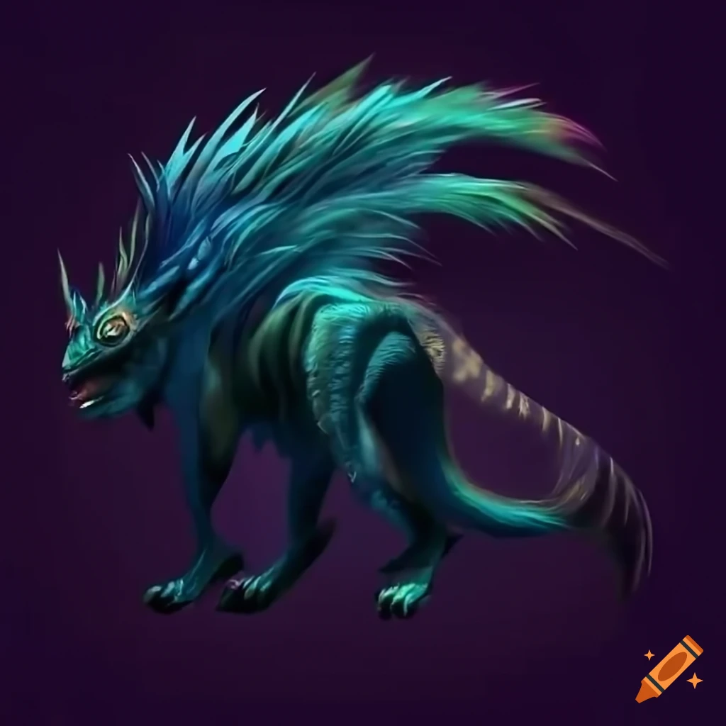 painting-of-a-graceful-quadrupedal-creature-with-feathers-on-craiyon