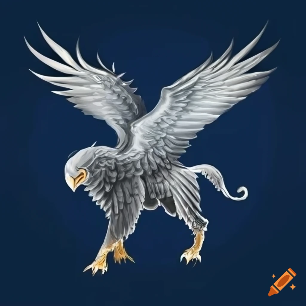 game of thrones style banner with a majestic silver griffin