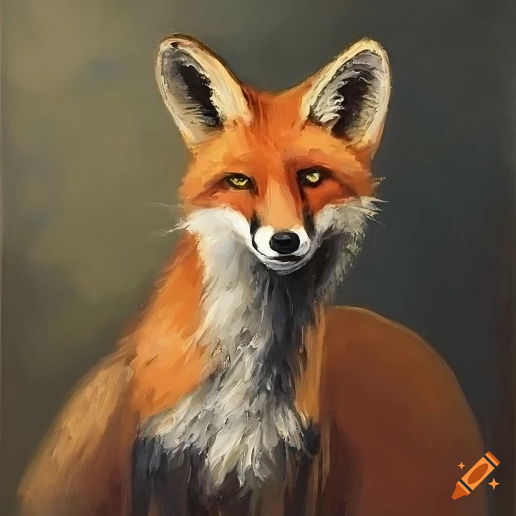 oil painting of a minimalist fox
