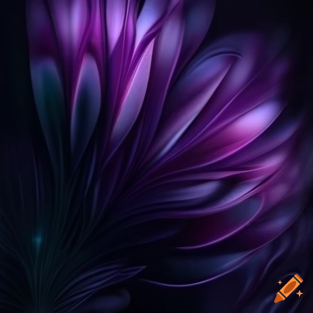 Abstract digital art of botanical flowers on dark background on Craiyon