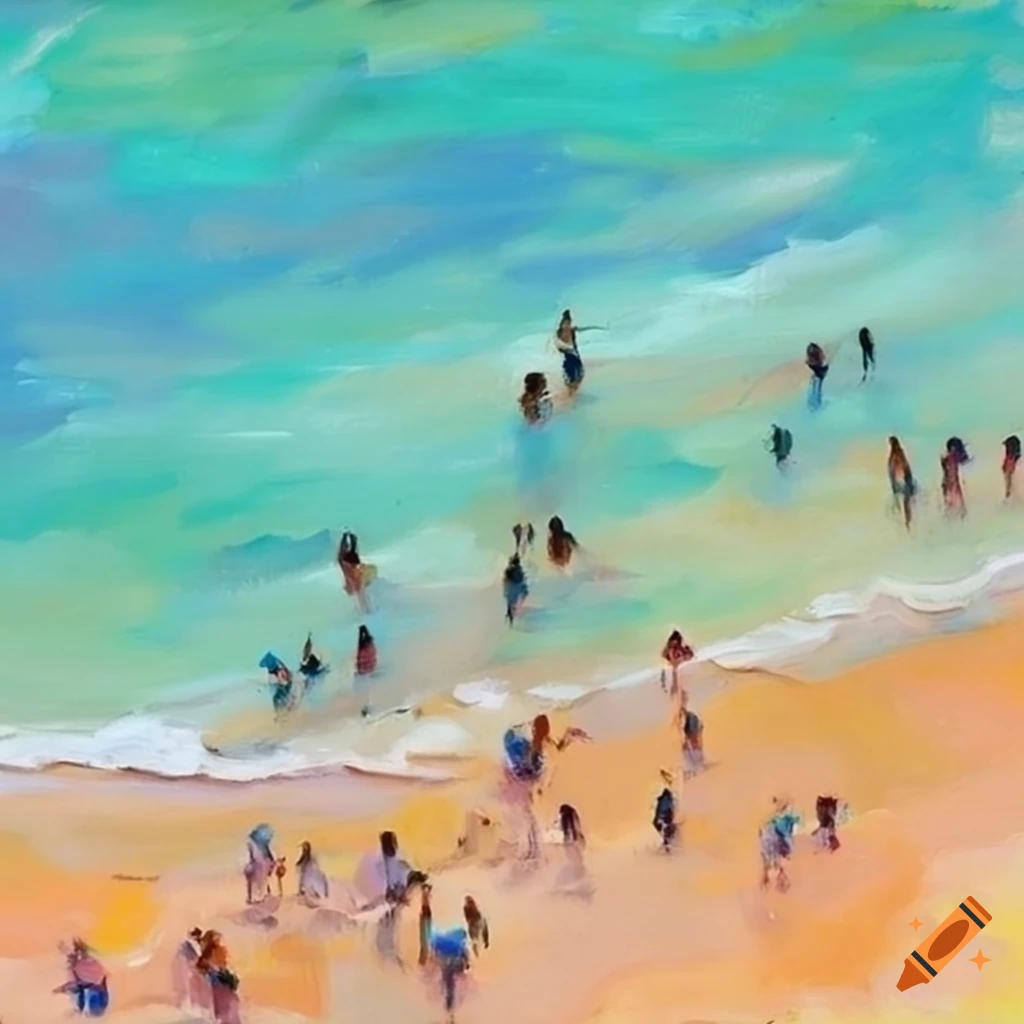 beach scene in pastel colors