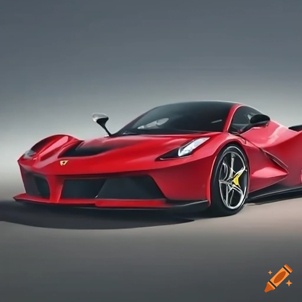 Red Ferrari speeding on a race track on Craiyon