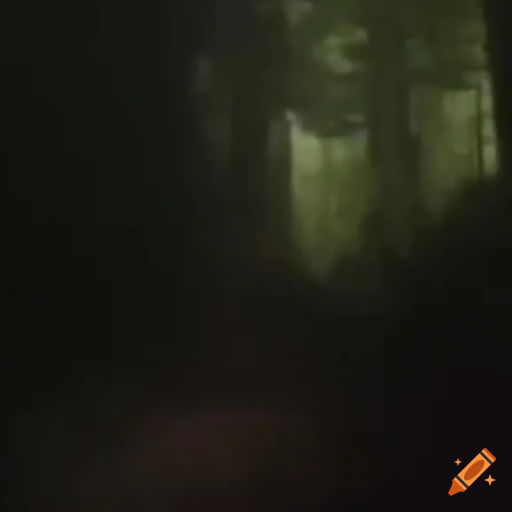 Garfield in a dark forest at night