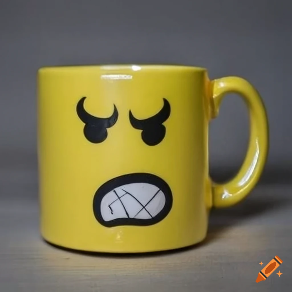 yellow angry face mug