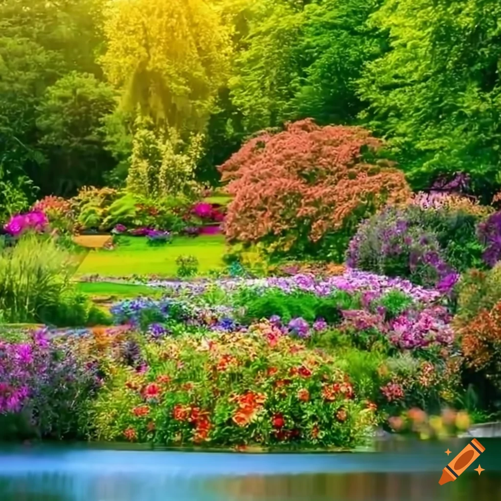vibrant garden filled with blooming flowers and plants