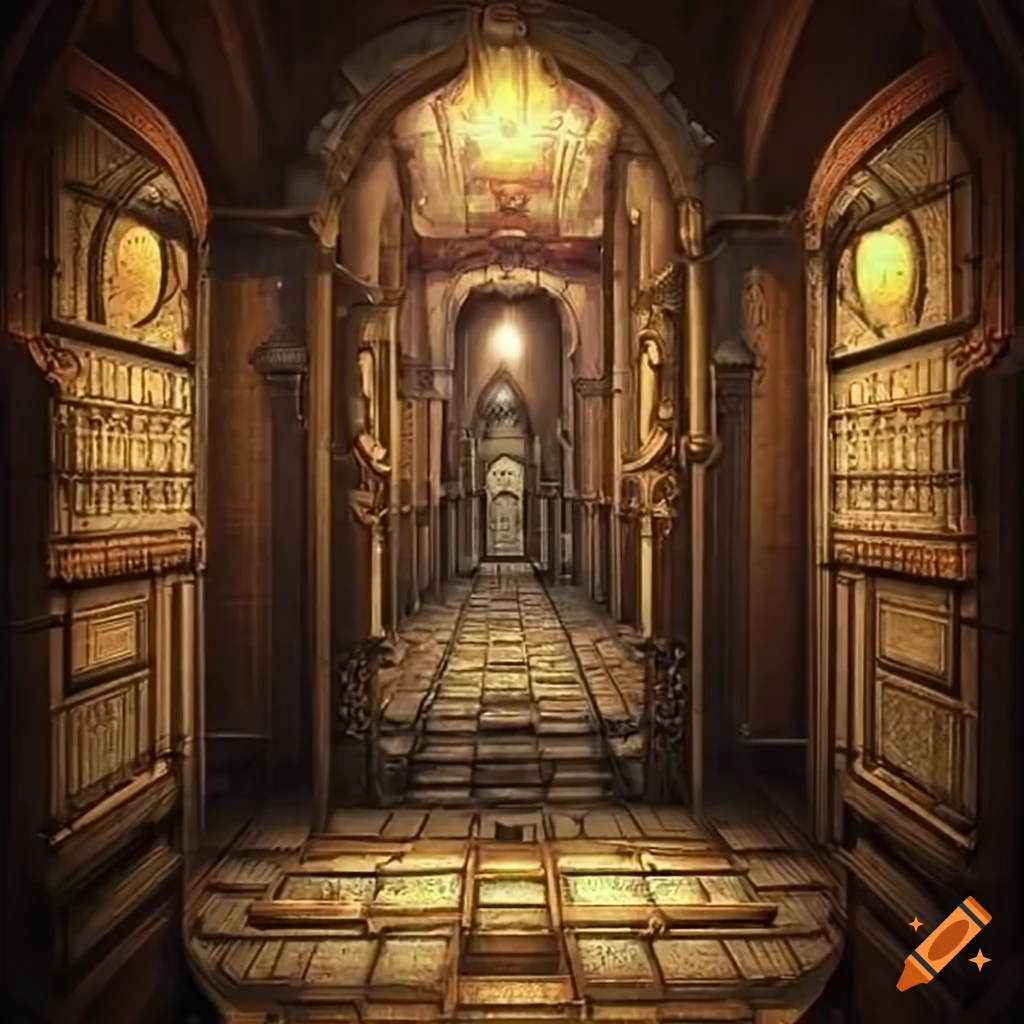 steampunk-inspired corridor