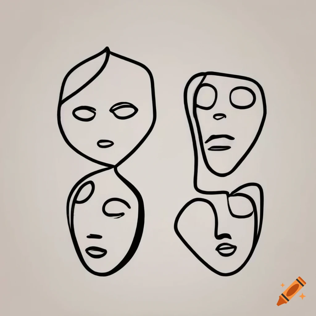 collection of overlapping minimalist face drawings