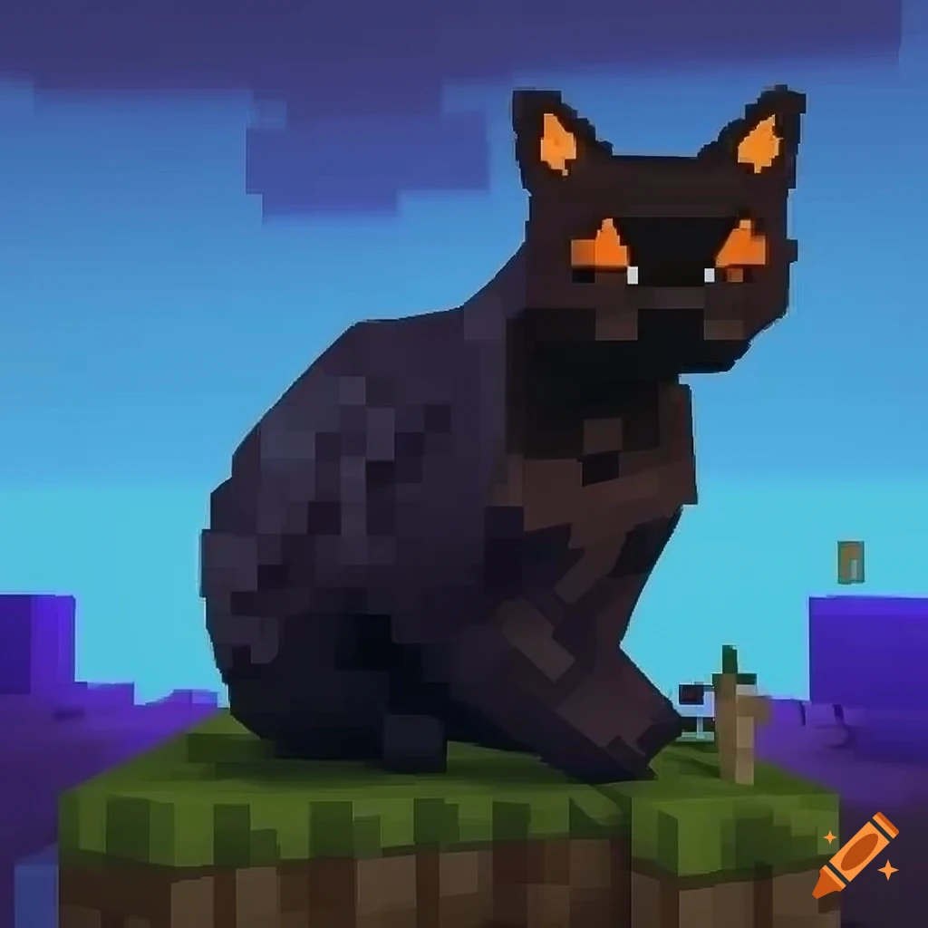 Minecraft witch hut with black cat