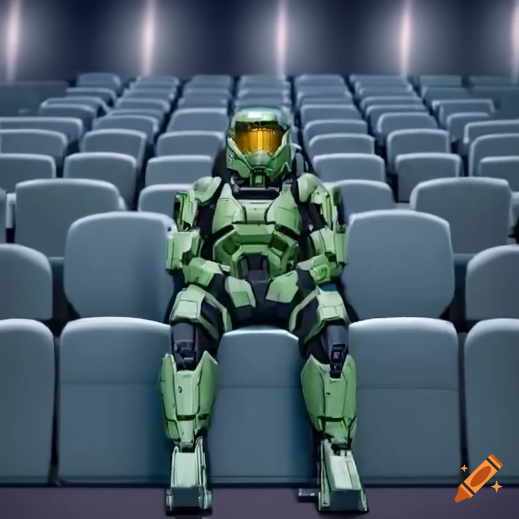 Master Chief in a movie theater with popcorn