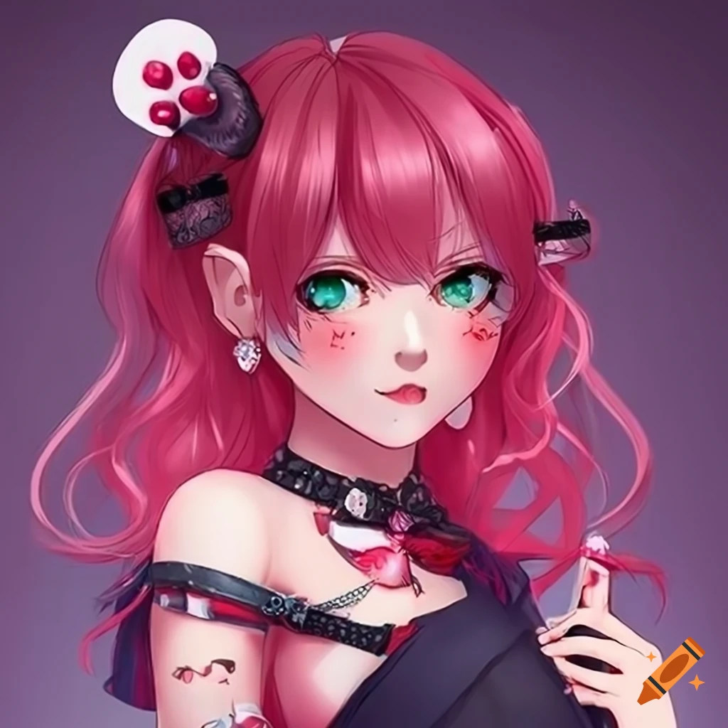 anime girl with cherry hairpiece