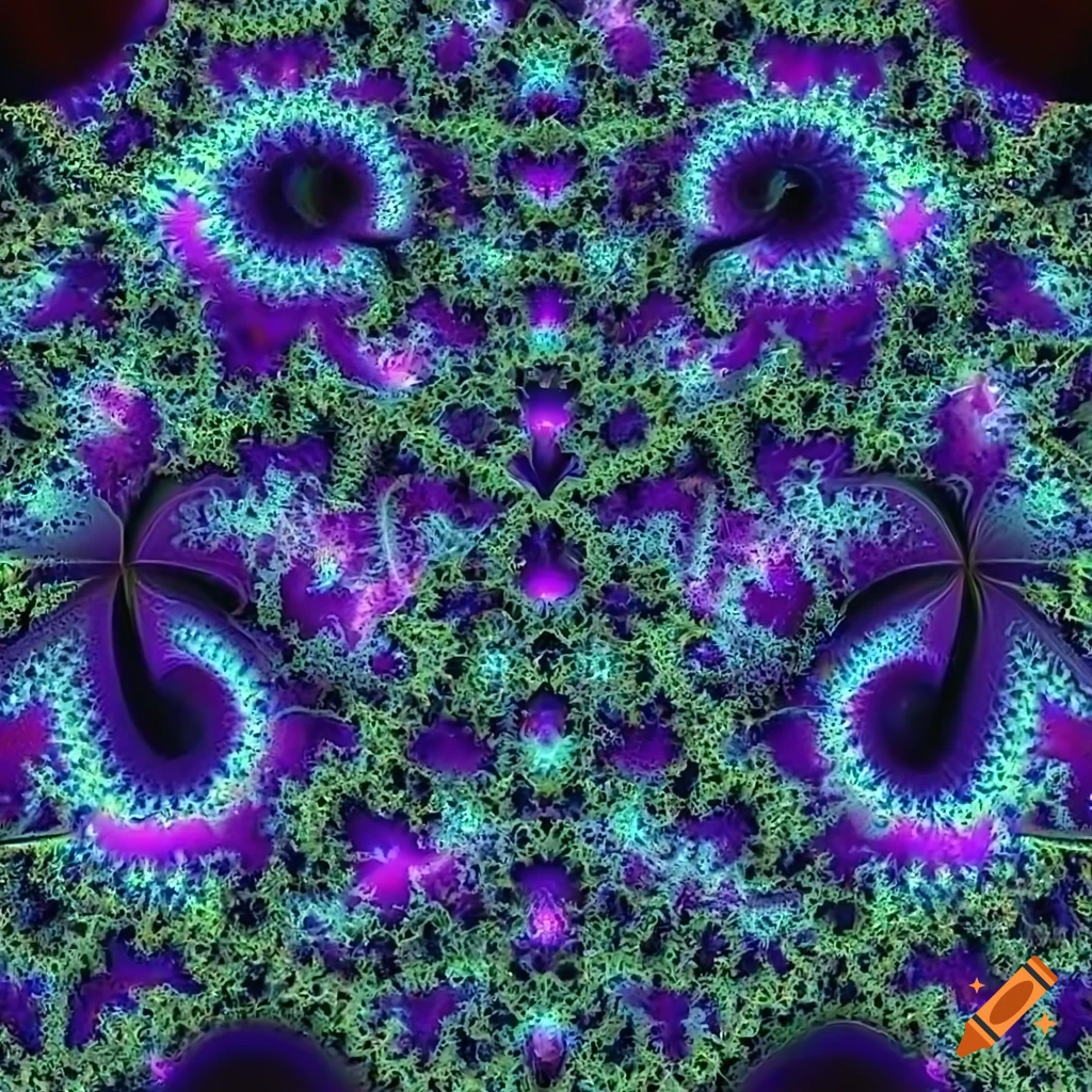 intricate fractal art of a cat with multiple eyes