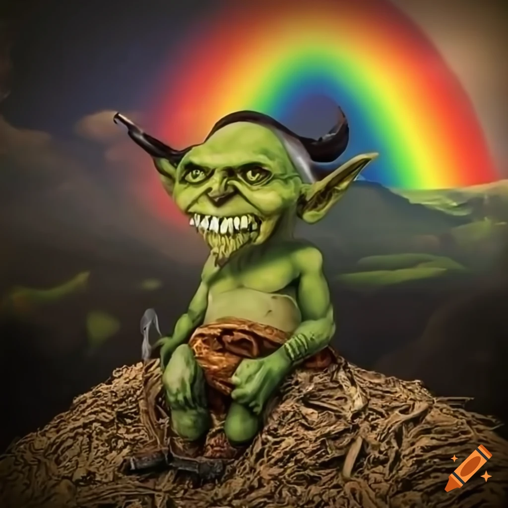fantasy art of a goblin smoking a pipe